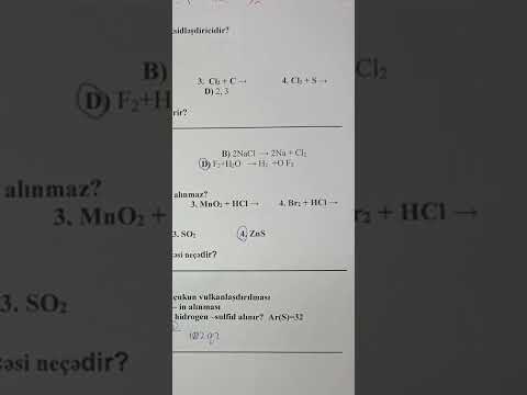 Kimya 9-cu sinif bsq 1 ( Düşən suallardır) Cavabları ilə: