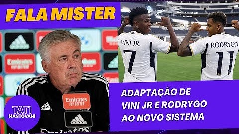 "MARCAR MAIS GOLS COM UM TOQUE", Ancelotti explica adaptação de Vini Jr e Rodrygo ao novo sistema