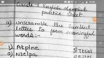 Grade 1 , english, - Olympiad practice sheet - unscramble the jumbled letters ( V -1)