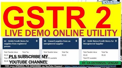 GSTR 2 LIVE DEMO GST PORTAL, ONLINE UTILITY GSTR2, HOW to FILL, INPUT tax CREDIT & inward supplies