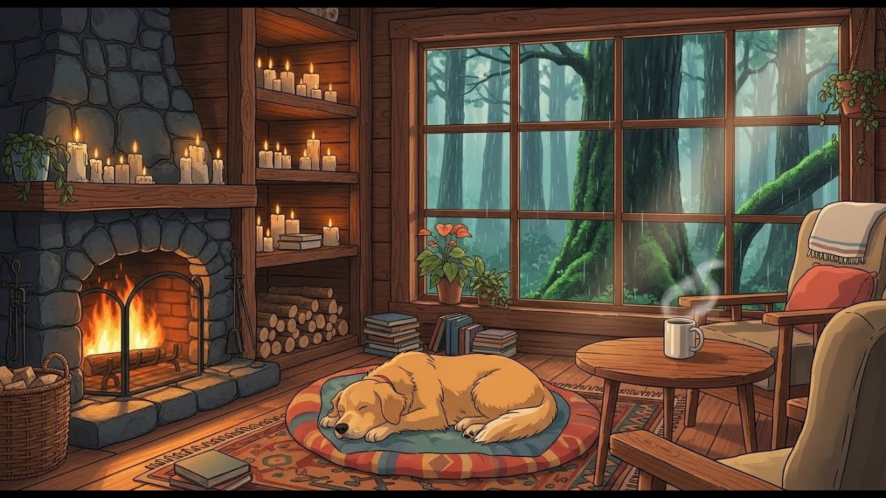 Rainy Fireplace Ambience 🌧️🔥 Cozy Lofi Music for Focus, Study & Calm