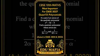 YoutubeMost Important Question for Class X CBSE Maths 2027: Question 13 Polynomials Solved