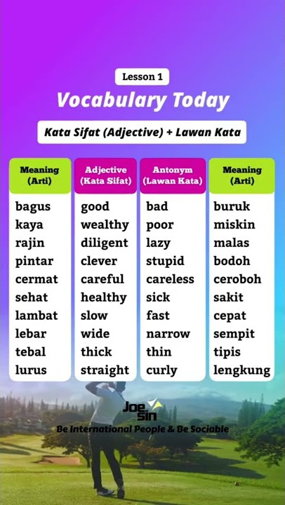 10 Kata Sifat Bahasa Inggris Beserta Lawan Kata #bahasainggris