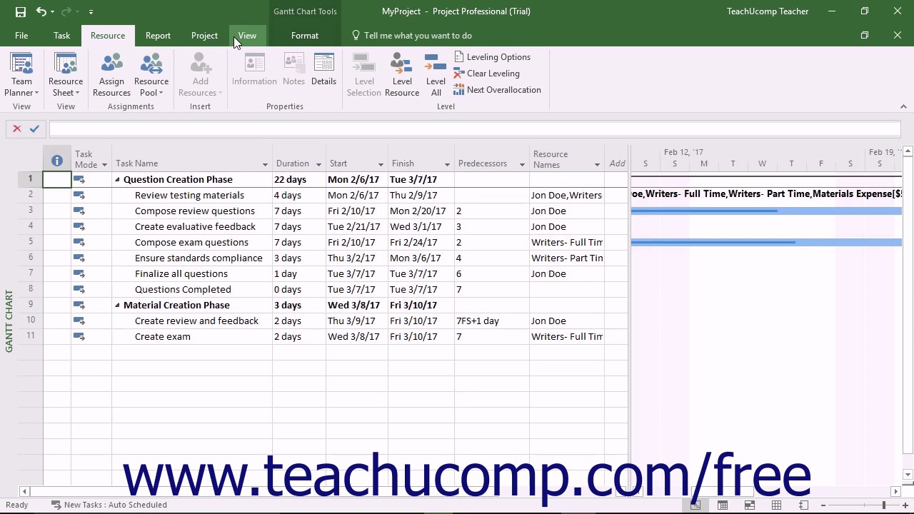 Project 2016 Tutorial The Ribbon Microsoft Training - YouTube