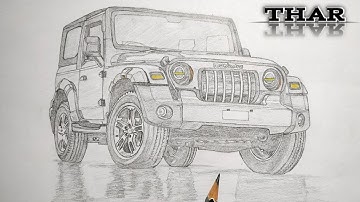 How To Draw Mahindra Thar || Mahindra Thar Drawing || Mahindra Thar || Car Drawing || Thar Drawing