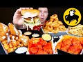 Massive Buffalo Wild Wings Feast • ft. Creamy Cheese Curd Bacon Burger • MUKBANG