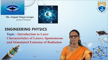 Introduction to Laser Characteristics of Lasers, Spontaneous and Stimulated Emission by Ms. S Sujani