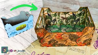 TROPICAL FRUIT BOX. DECOUPAGE WITHOUT WRINKLES WITH HEAT
