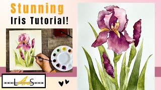 How to paint a stunning Iris! Painting Easy Flowers! Easy paintings watercolor! Water Paint!