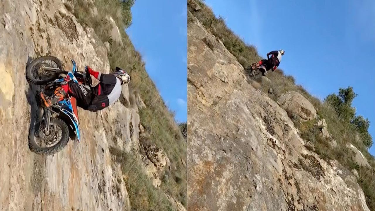 Sube montaña completamente inclinada en moto ¿Logró llegar a la cima?   