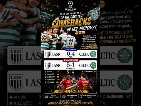 LASK COMPLETE INSANE COMEBACK! 🤯🔥 5-1 vs Celtic | 5-4 Aggregate | UCL Thriller