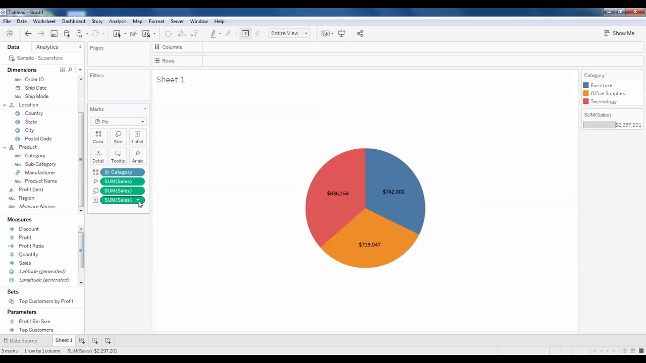 Tableau Pie Chart Legend