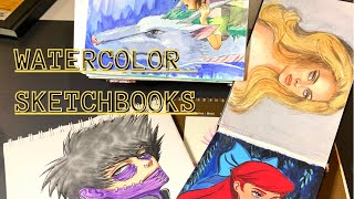 جولة في دفاتر الرسم للالوان المائية و رأيي عنهم ♥️watercolor sketchbook tour