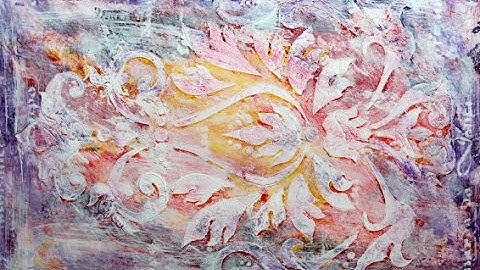 Creating a Dimensional Background with Stencils and Modeling Paste - Book of Backgrounds 2016 #6