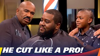 8-Year-Old BARBER Puts Steve in the Hot Seat! | Steve Harvey