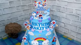 DORAEMON #kue Ulang Tahun Bertingkat #tutorial #birthdaycake screenshot 5