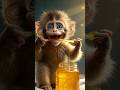 Cute Monkey Eating Honey