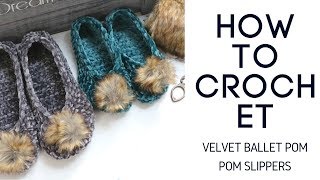 Quick & Easy Velvet Ballet Pom Pom Slippers