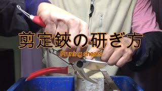 Sharpen pruning scissors.剪定バサミの研ぎ方ー研ぎ師宮村和秀アルスのハサミを研ぐ第６話ー高級剪定鋏S型8インチ