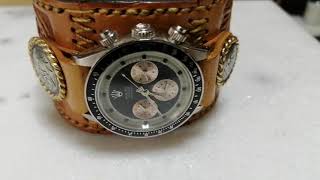 ロレックス の時計のバックルを栃木レザーで製作してみました。　ROLEX　栃木レザー　ハンドメイド　Leather carving watches Handmade