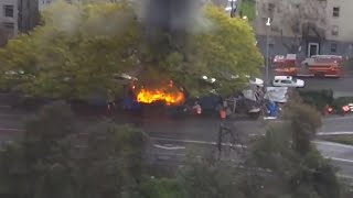 Another Homeless Encampment Fire in Seattle Caught on Camera. #shorts