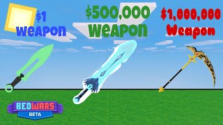 $1 Weapon VS $1,000,000 Weapon In Roblox Bedwars!
