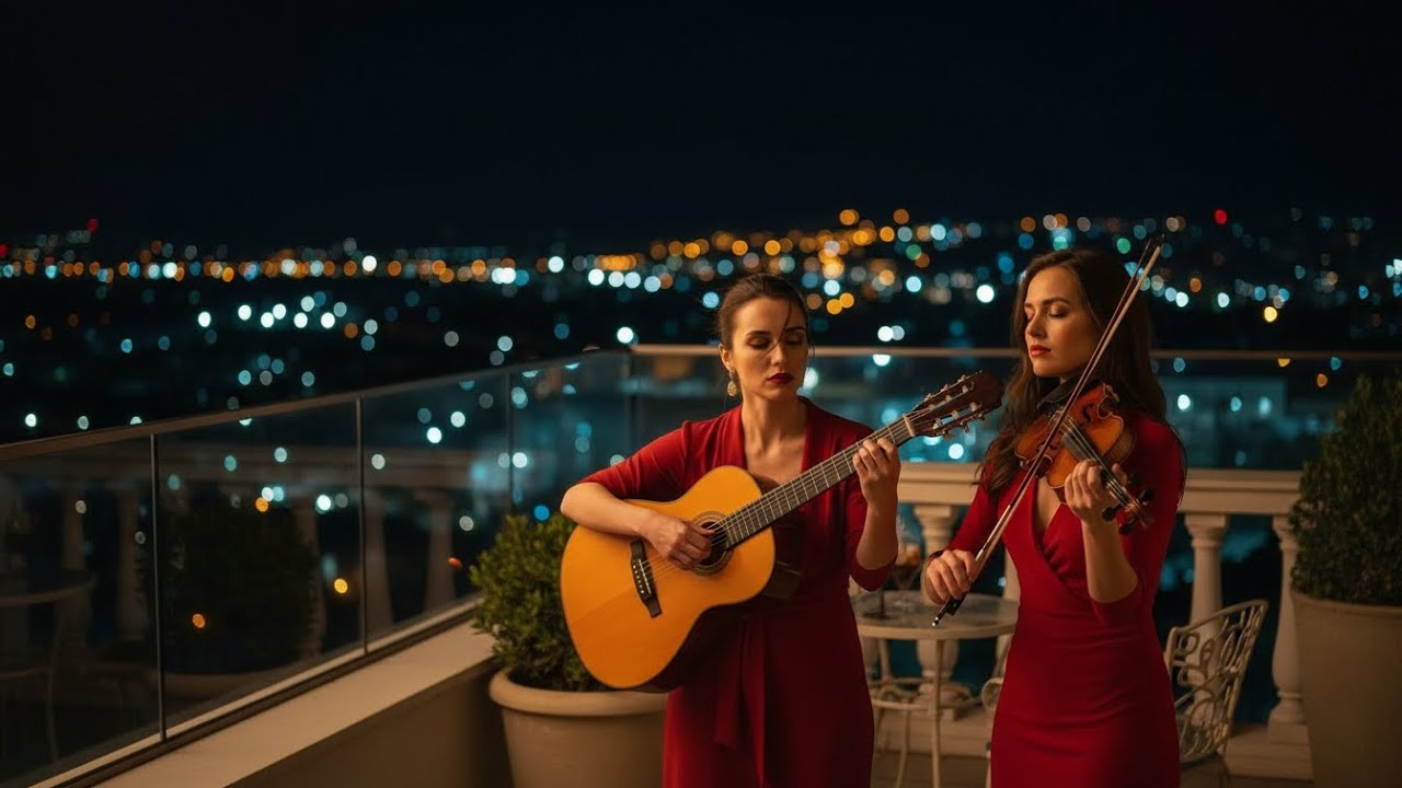 Romantic Rooftop Night – Live Flamenco Guitar & Violin Performance