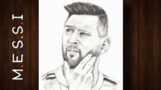 رسم ليونيل ميسي خطوة بخطوة بالرصاص | How to draw lionel messi