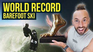 Kitesurfing World Record: Furthest Barefoot Ski 🥇