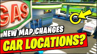 *NEW* Fortnite CARS UPDATE Map Changes - NEW GAS STATIONS \& CARS Locations?