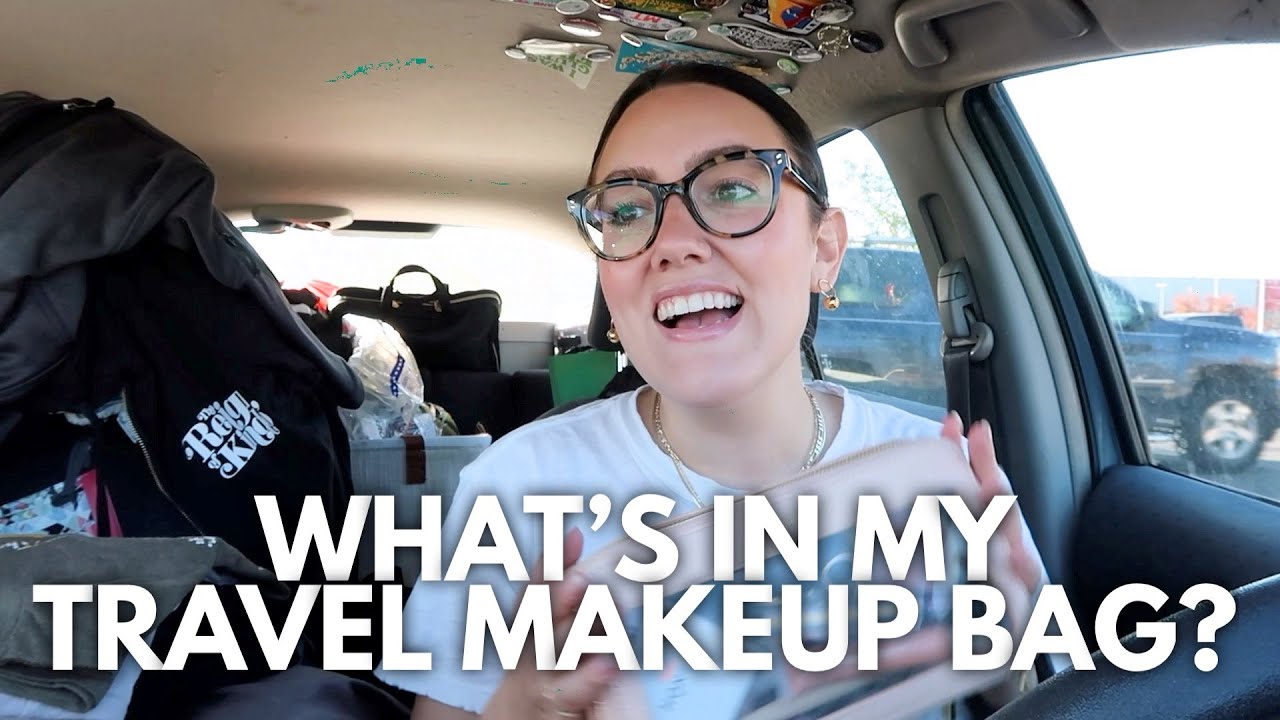 LIVING IN MY CAR: WHAT'S IN MY TRAVEL MAKEUP BAG + MAKEUP FAVES | Katie Carney