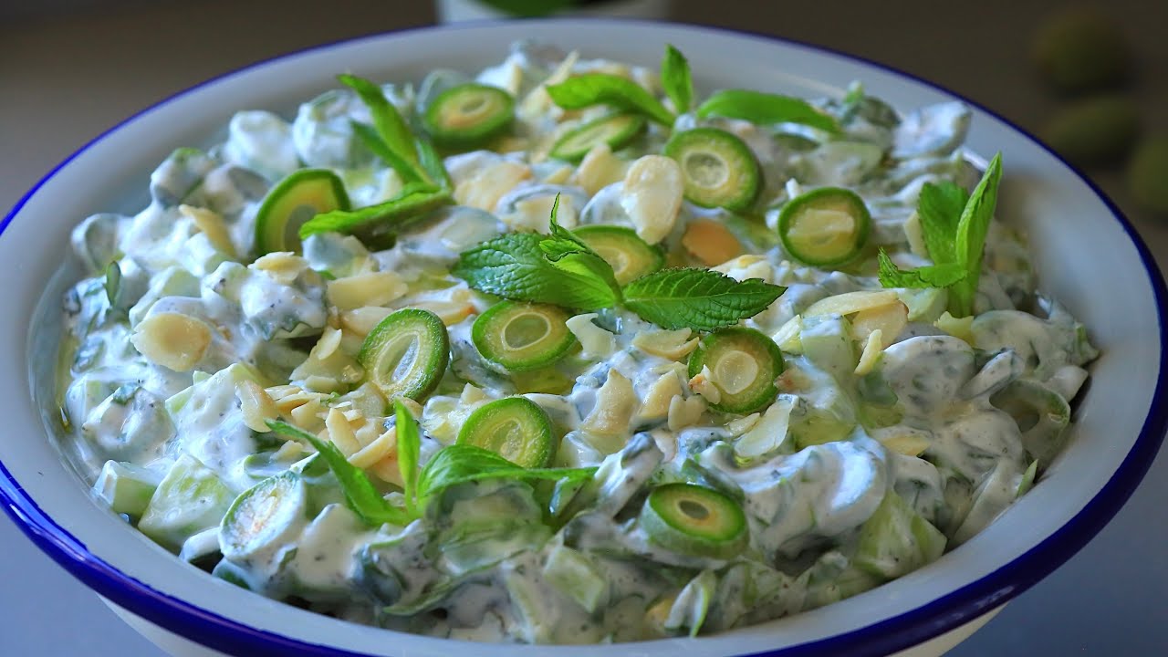 🌱Bu SALATA  İle BAHARI SOFRANA GETİR🌸 Çok Ferah KAŞIK KAŞIK YEDİRTEN Yoğurtlu ÇAĞLA SALATASI Tarifi