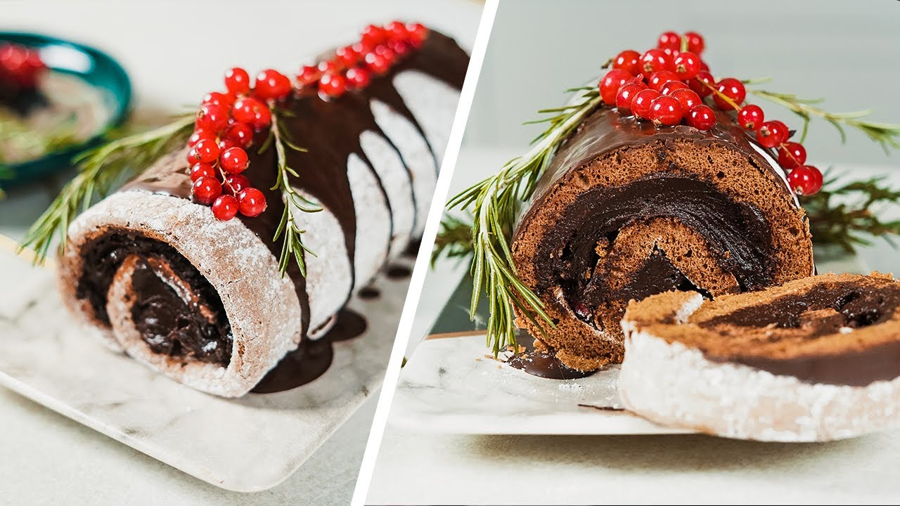 recette bûche de noël décoration très créative #recettes #Noël #recipes
