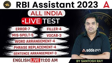RBI ASSISTANT 2023 | ALL INDIA LIVE TEST | Error Filler Mis-Spelt Word Arrangement