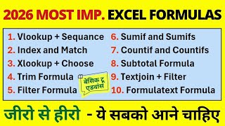 Most Important Excel Formulas and functions - everyone must know in 2026!