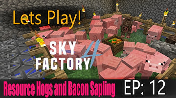 Minecraft Sky Factory 4 Ep 12: Resource Hogs and Bacon Saplings for our First Prestige Points!