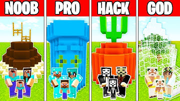 Minecraft FAMILY SPONGEBOB HOUSE CHALLENGE - NOOB vs PRO vs HACKER vs GOD in Minecraft Animation