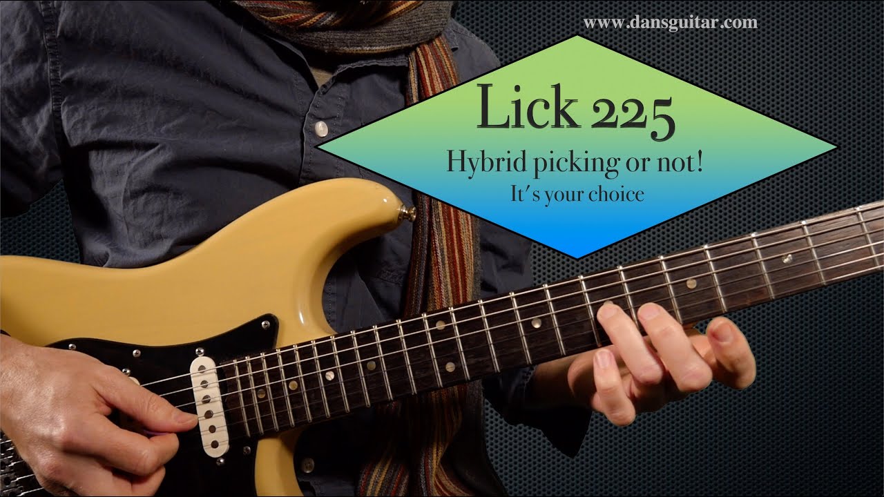 Guitar Lick 225 - Pentatonic hybrid picking patterns with natural minor in Am