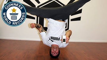Fastest time to type a SMS while performing head spins - Guinness World Records
