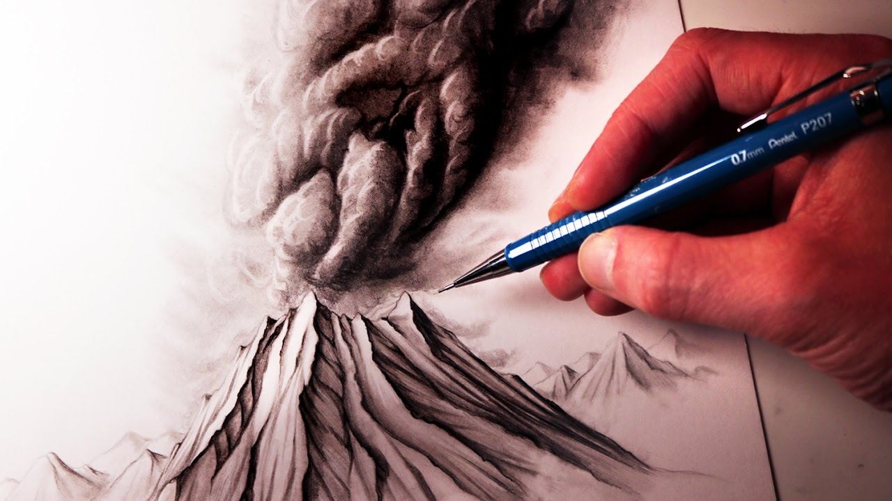 How to Draw a Volcano - YouTube
