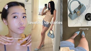 Levelling up Diaries | beauty maintenance routine, 3-step glass skin, shopping, beach prep!