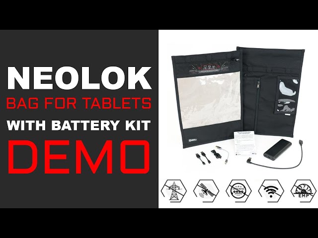 MISSION DARKNESS™ NEOLOK FARADAY BAG FOR TABLETS WITH BATTERY KIT