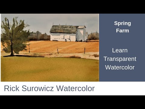 Acquerello Tutorial, "Spring Farm", narrato trasparente Acquerello Tutorial