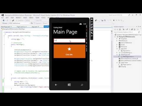 Demo : Passing Parameters while Navigating -  WP8 App Development Tutorial #7