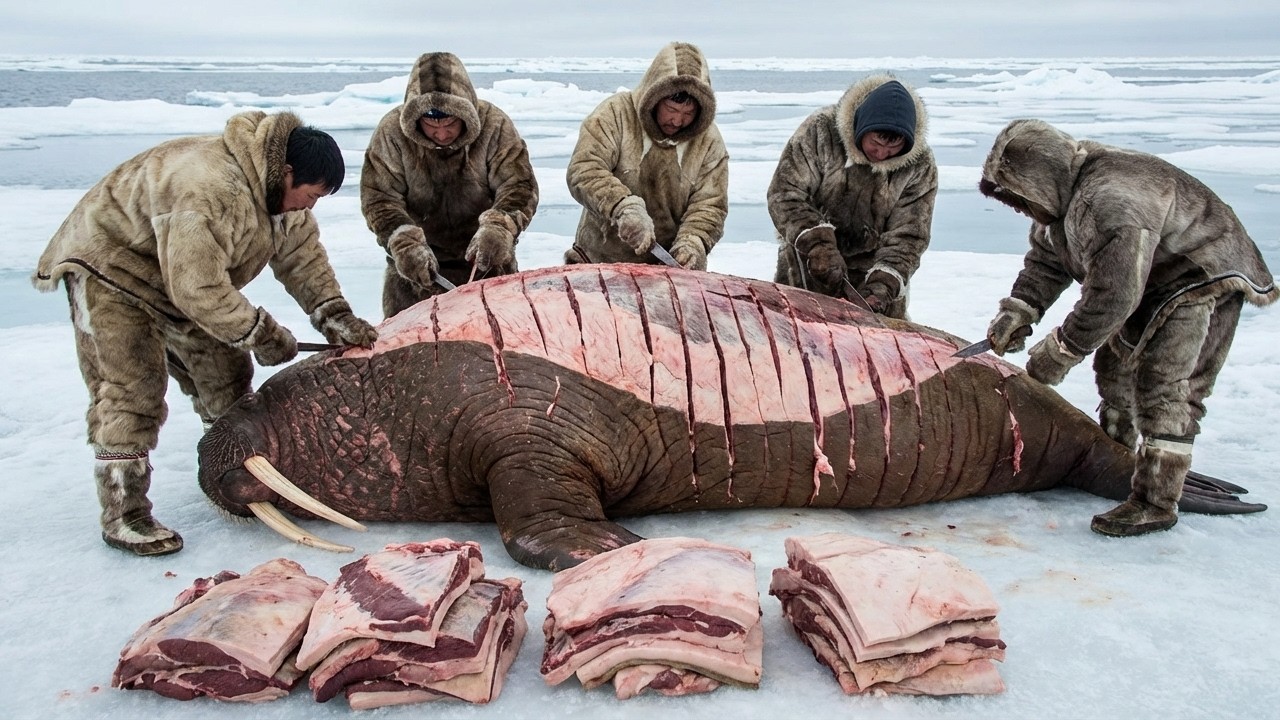 Как инуиты выживают в Арктике и как они охотятся на моржа, чтобы прокормить целую деревню?
