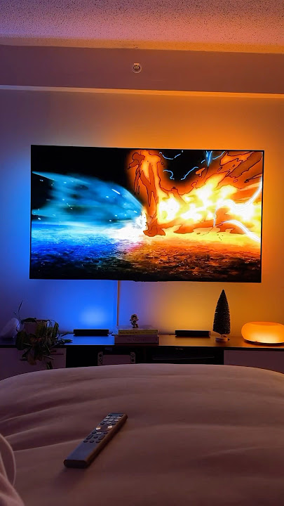 the philips hue lights for the tv are absolutely goated #apartment​⁠@PhilipsHueofficial
