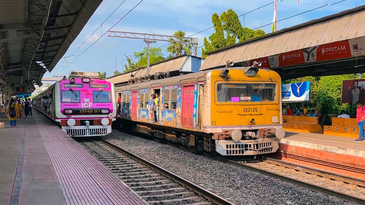 Crazy Rare EMU Trains Crossing Busy Chuchurah Station DANGEROUSLY!