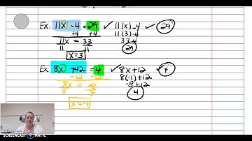 Algebra 2.3 Video Notes Solving Equations (2 Steps) pt. 1