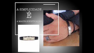 Pulseira Masculina de Couro com Placa em Aço Inoxidável. Pulseira Masculina de Couro com Placa em Aço Inoxidável.