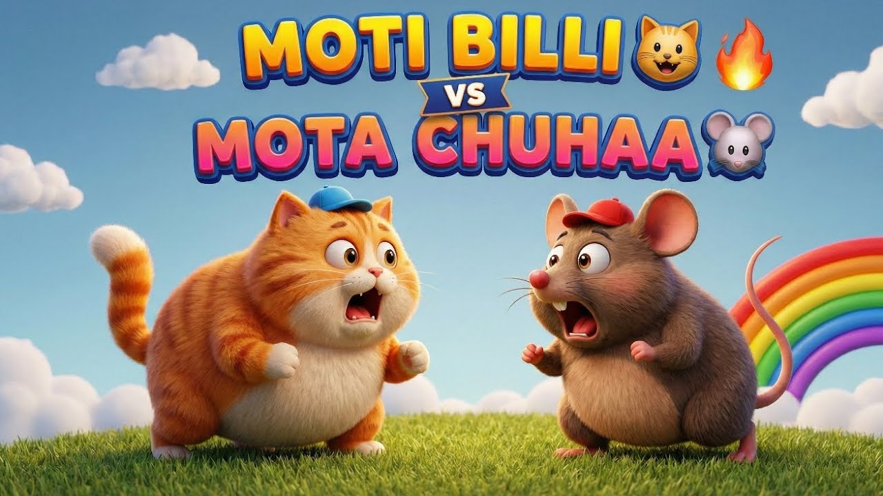 Moti Billi aur Mota Chuhaa | Funny Hindi Kids Story | Cartoon Moral Story